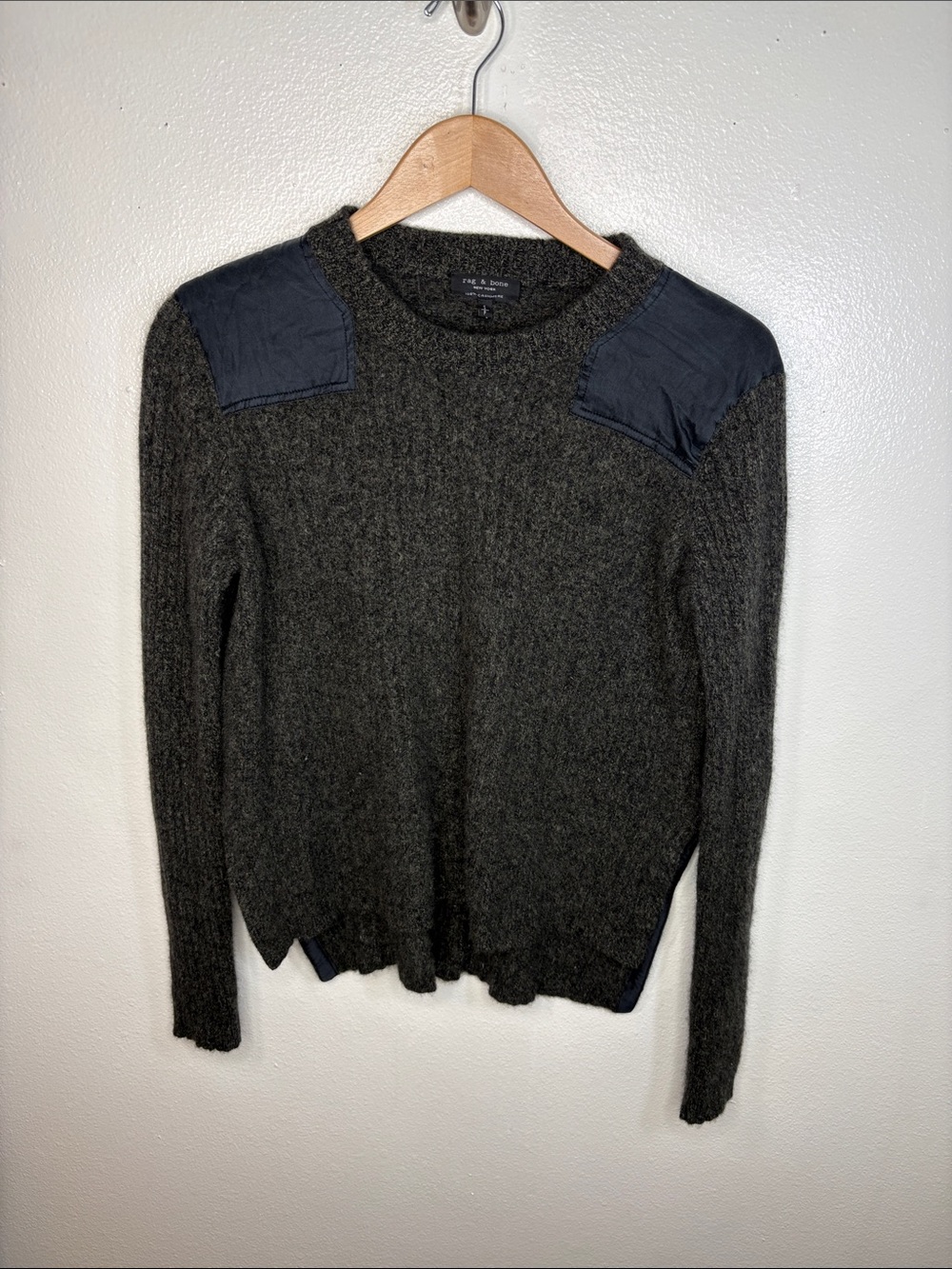 Rag & Bone Black Grey 100% Cashmere Ribbed Sweater Women Size S PILLING